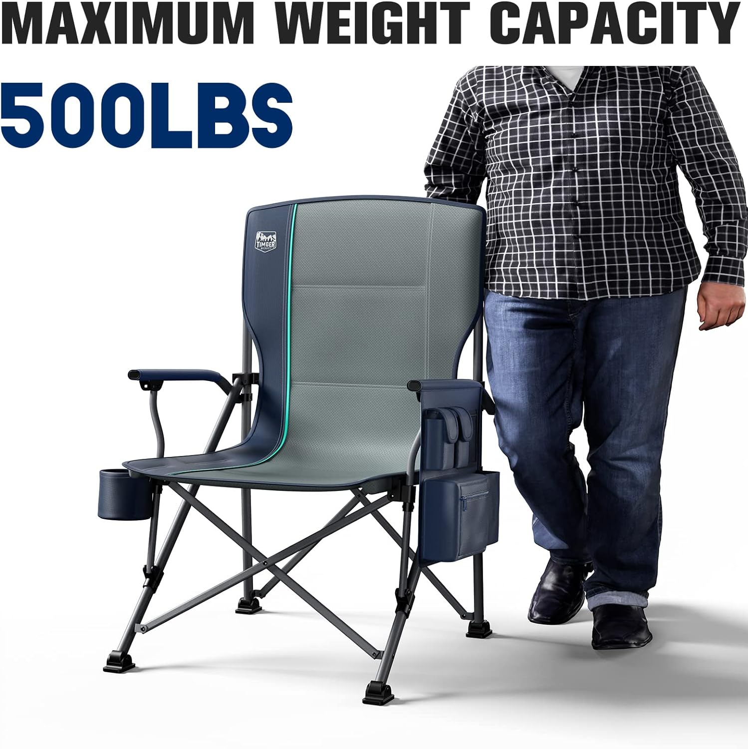 Oversized Camping Chair High Back Support up to 500lbs & 47