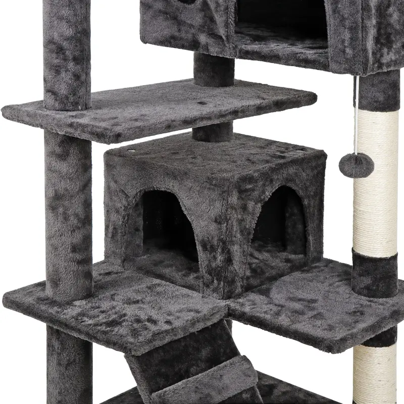 Zenstyle 53-in Cat Tree and Condo Scratching Post Tower, Dark Gray