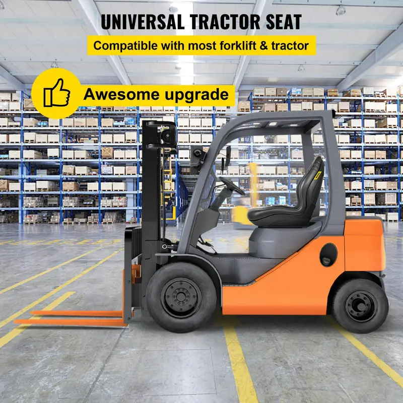 VEVOR Yamaha-Style High-Back Tractor Seat – Universal Black Vinyl Seat with Drain Hole & Quick-Mount Design