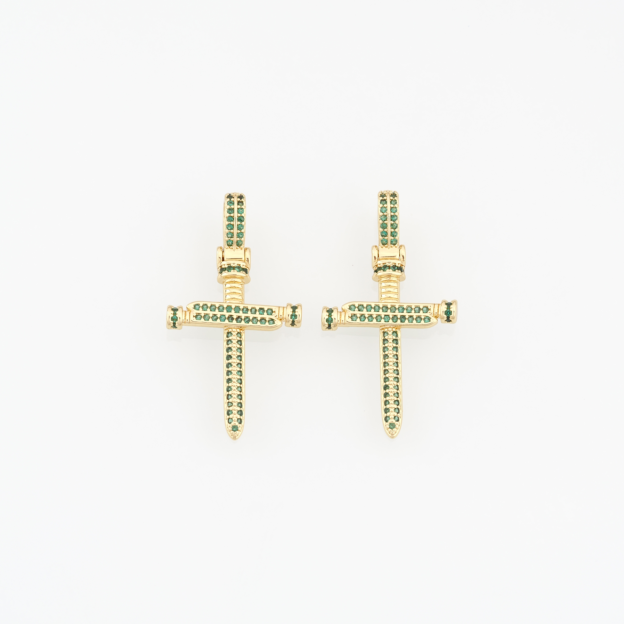 18K Gold Filled Cross Pendant,CZ Micro Pave Cross Charm Earrings Necklace for DIY Jewelry Making Supply
