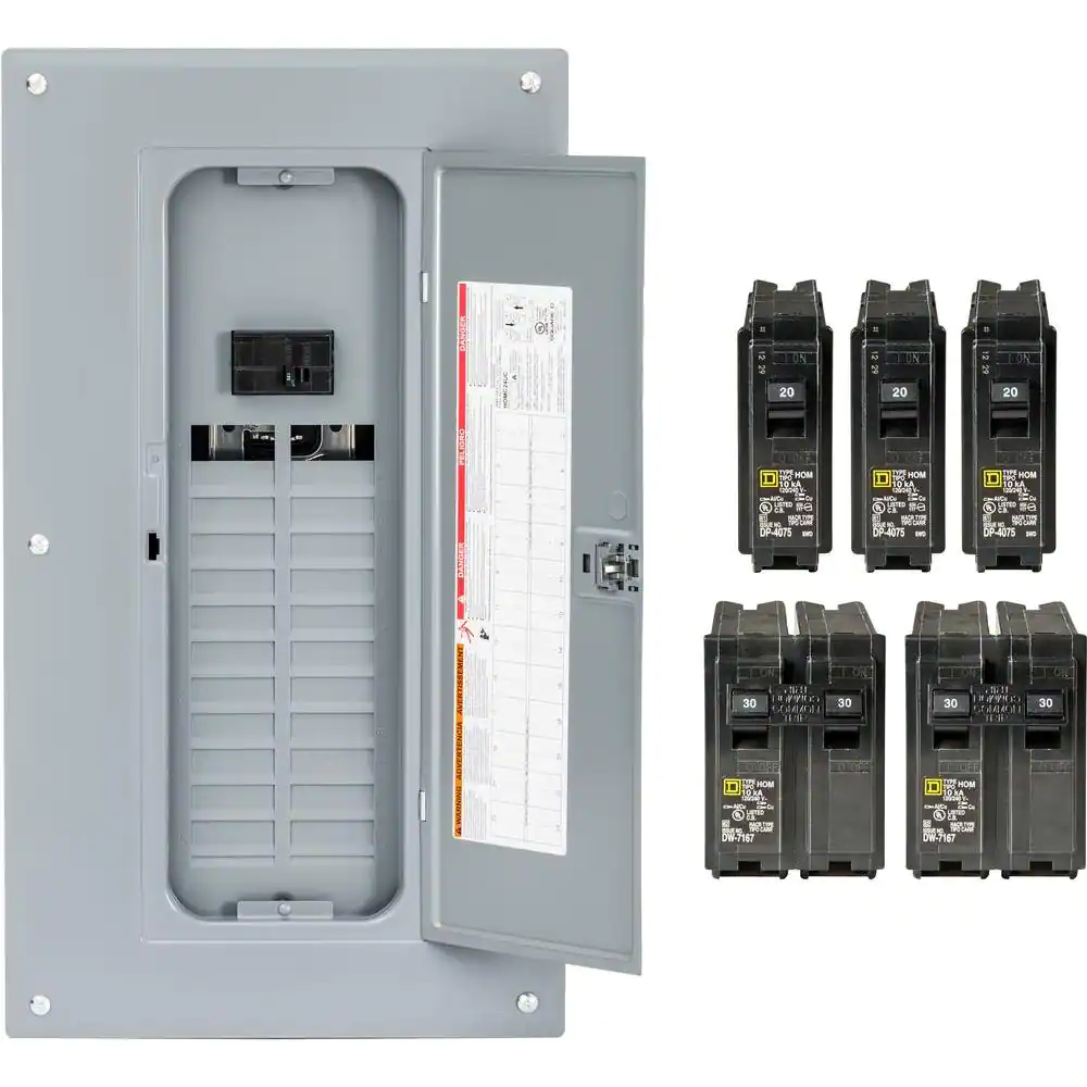 Square D Homeline 100 Amp 24-Space 48-Circuit Indoor Main Breaker Plug-On Neutral Load Center With Cover(HOM2448M100PCVP)