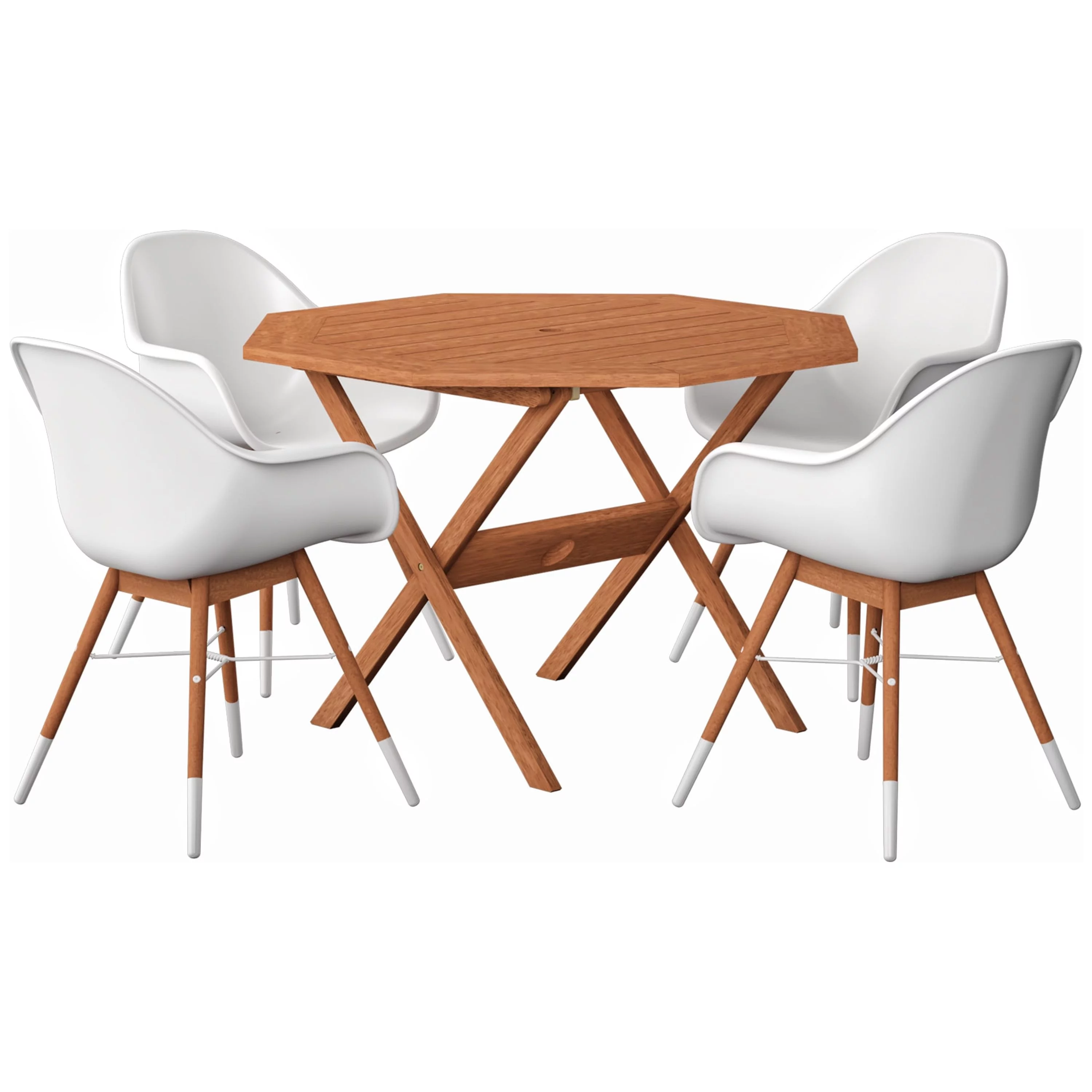 Amazonia Shelburne 5 Pieces Eucalyptus Wood Outdoor Dining Set, Ideal for Patio, Seating Capacity: 4