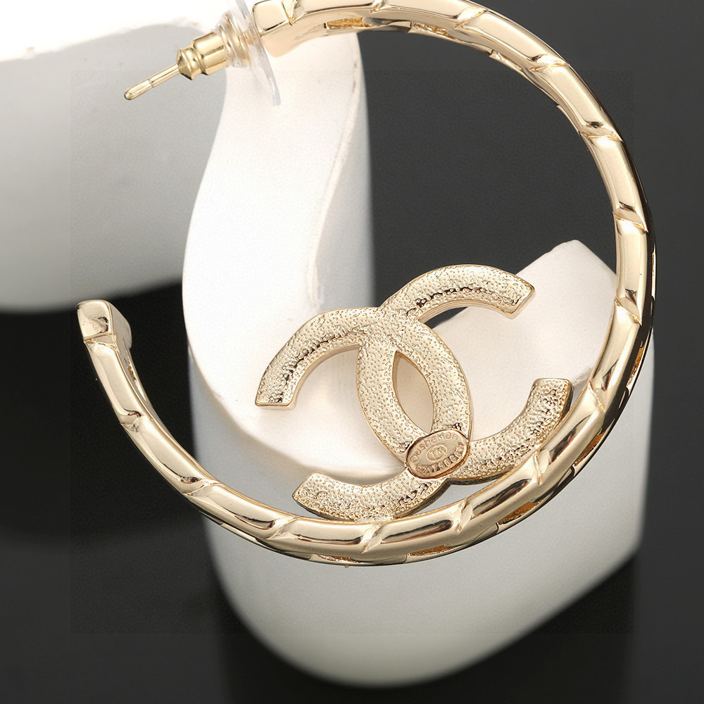 Chanel Light Gold Hoop Earrings - cnluxepick