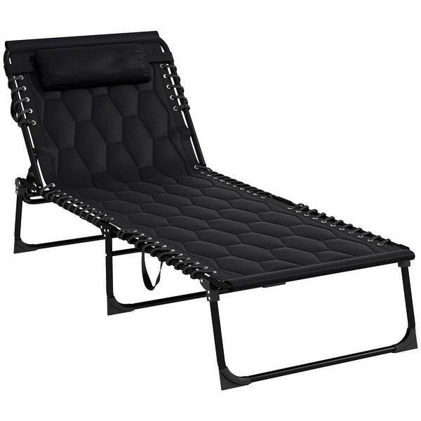 Folding Chaise Lounge Set with 5level Reclining Back,Lounge Tanning Chair with Padded Seat,Side Pocket and Headrest