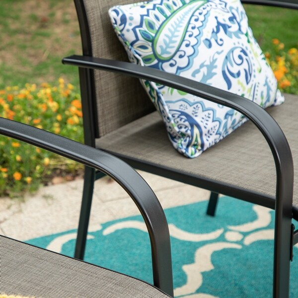 MAISON ARTS 7Piece Patio Dining Set Woodlook Rectangle Table and 6 Textilene Chairs