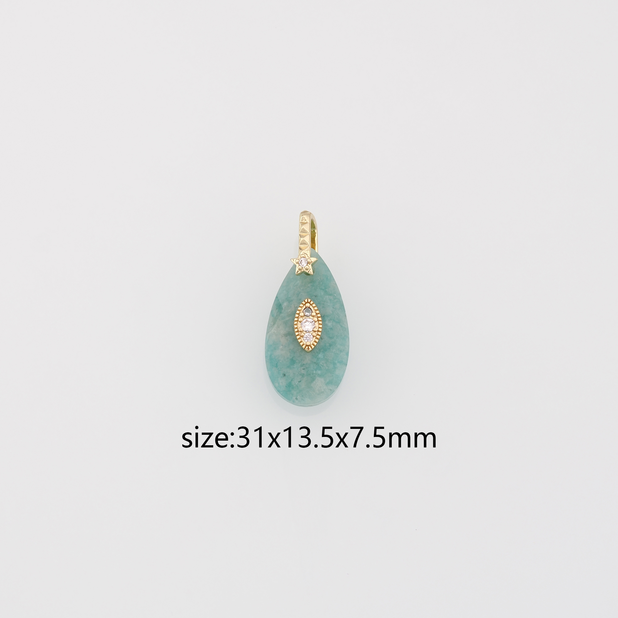 18K Gold Filled Teardrop Pendant,Natural Stone Charm Earrings Necklace for DIY Jewelry Making Supply