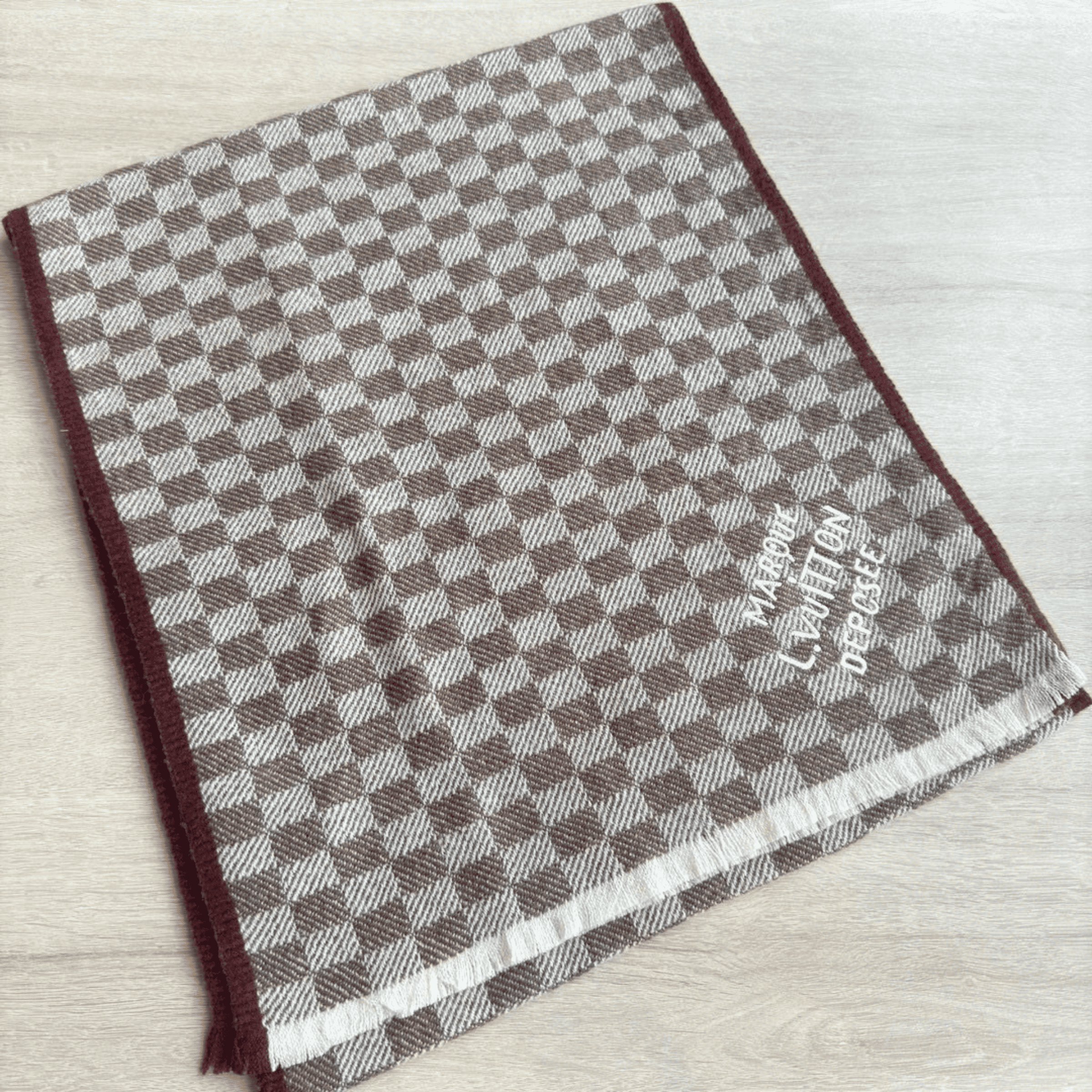 Louis Vuitton Damier Checkered Scarf Brown For Women 190cm