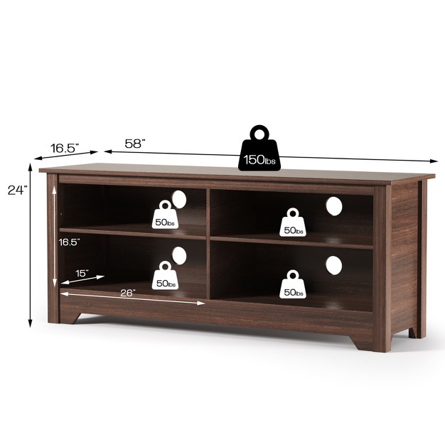 Costway 58 x27 x27 Tv Stand Entertainment Media Center Console Wood Storage Furniture Espresso