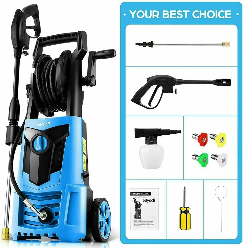 Suyncll 3000 PSI Electric Pressure Washer – 2.4 GPM Heavy-Duty Cleaning System