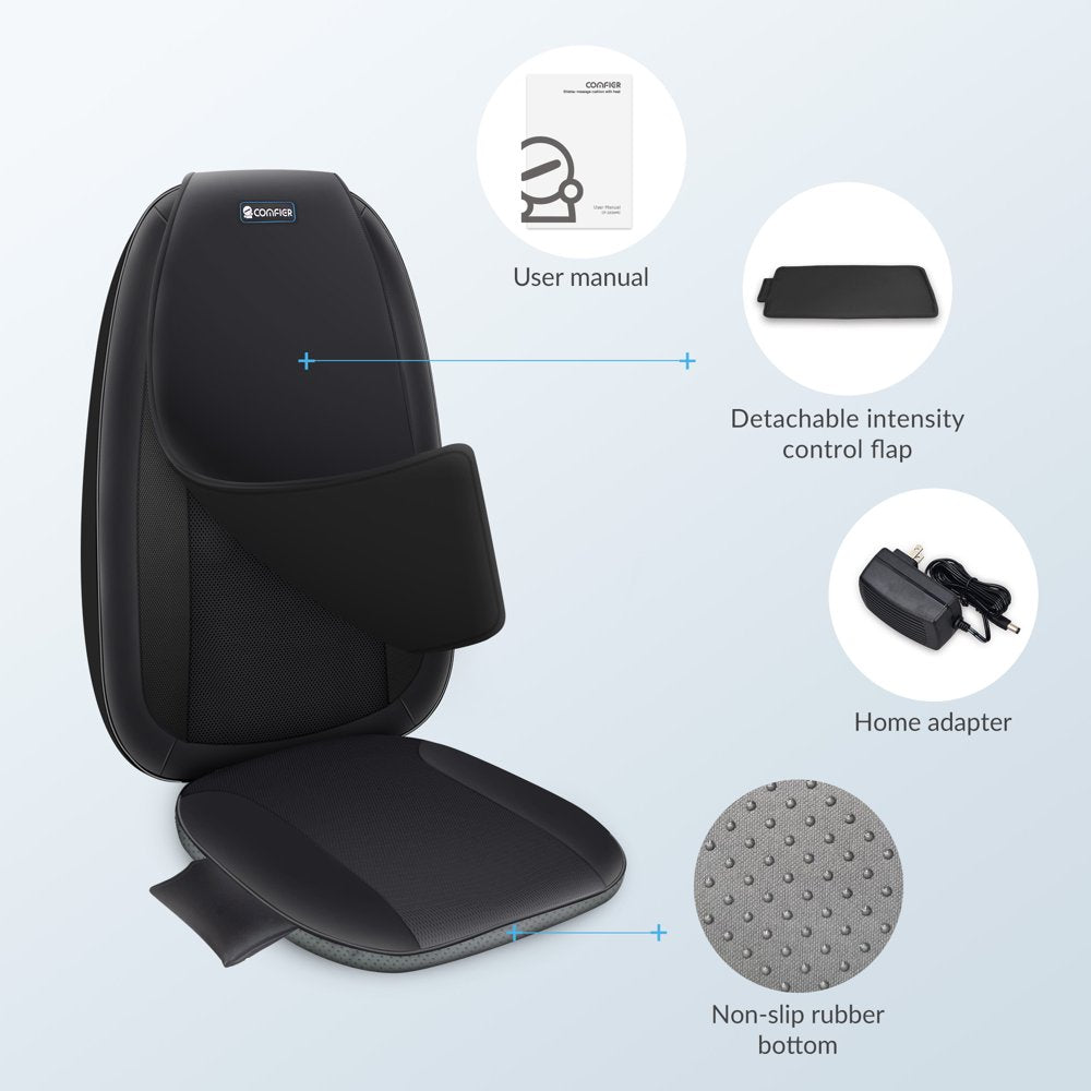 Comfier Shiatsu Back Massager with Heat Deep Tissue Kneading Massage Seat Cushion