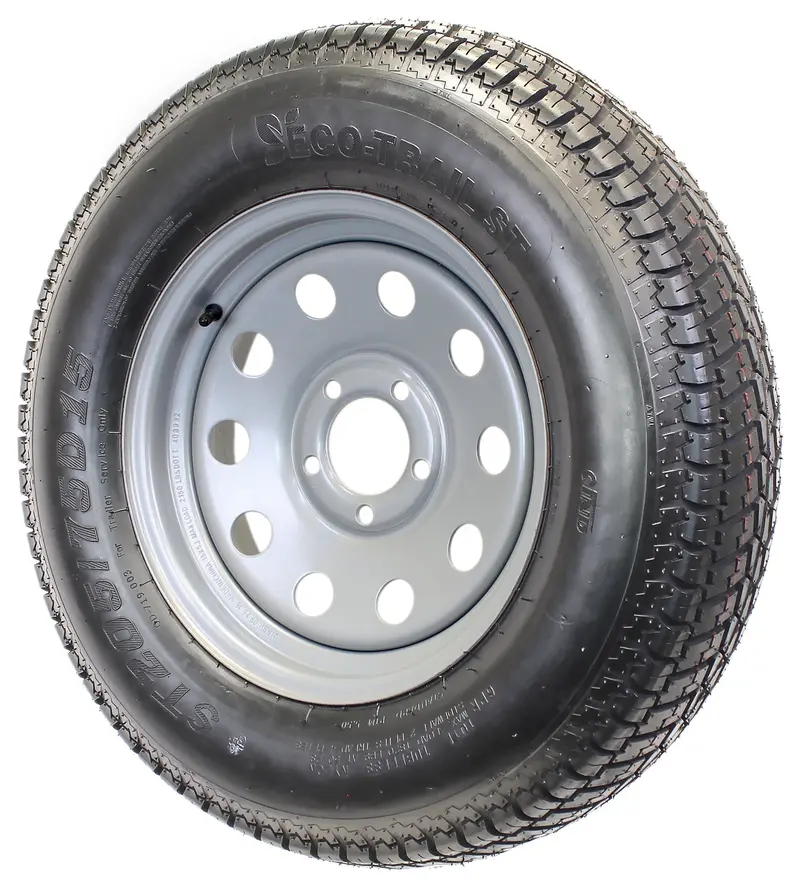 ST205/75D15 Trailer Tire Mounted on Silver 15-Inch 5-Lug Wheel – Load Range C