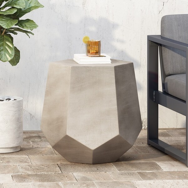 Concrete Accent Table,Hexagon Patio Side Table 20.5