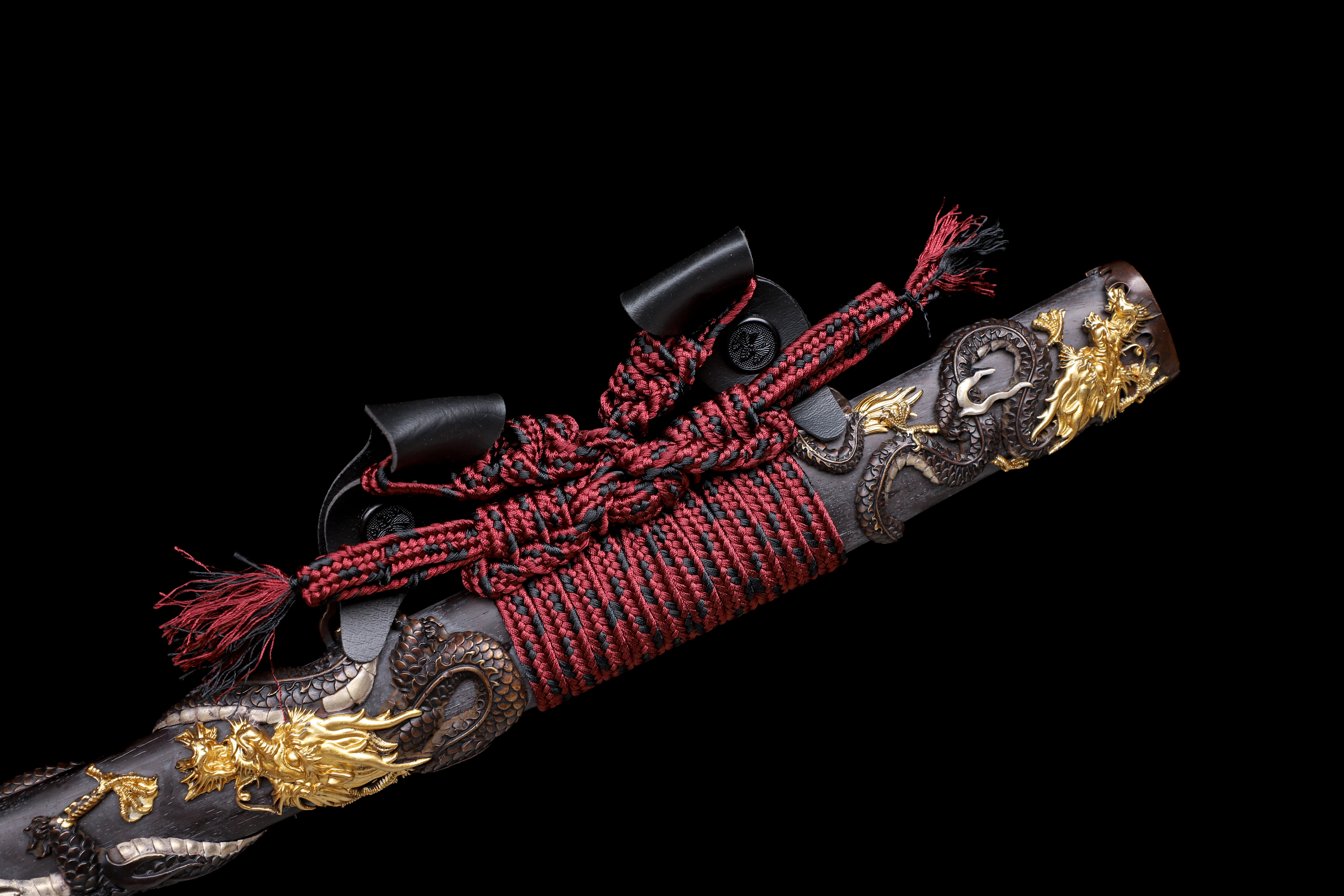 Handmade Katana Go-Mai Gold Body Blue Edge Dragon Tsuba Full Tang