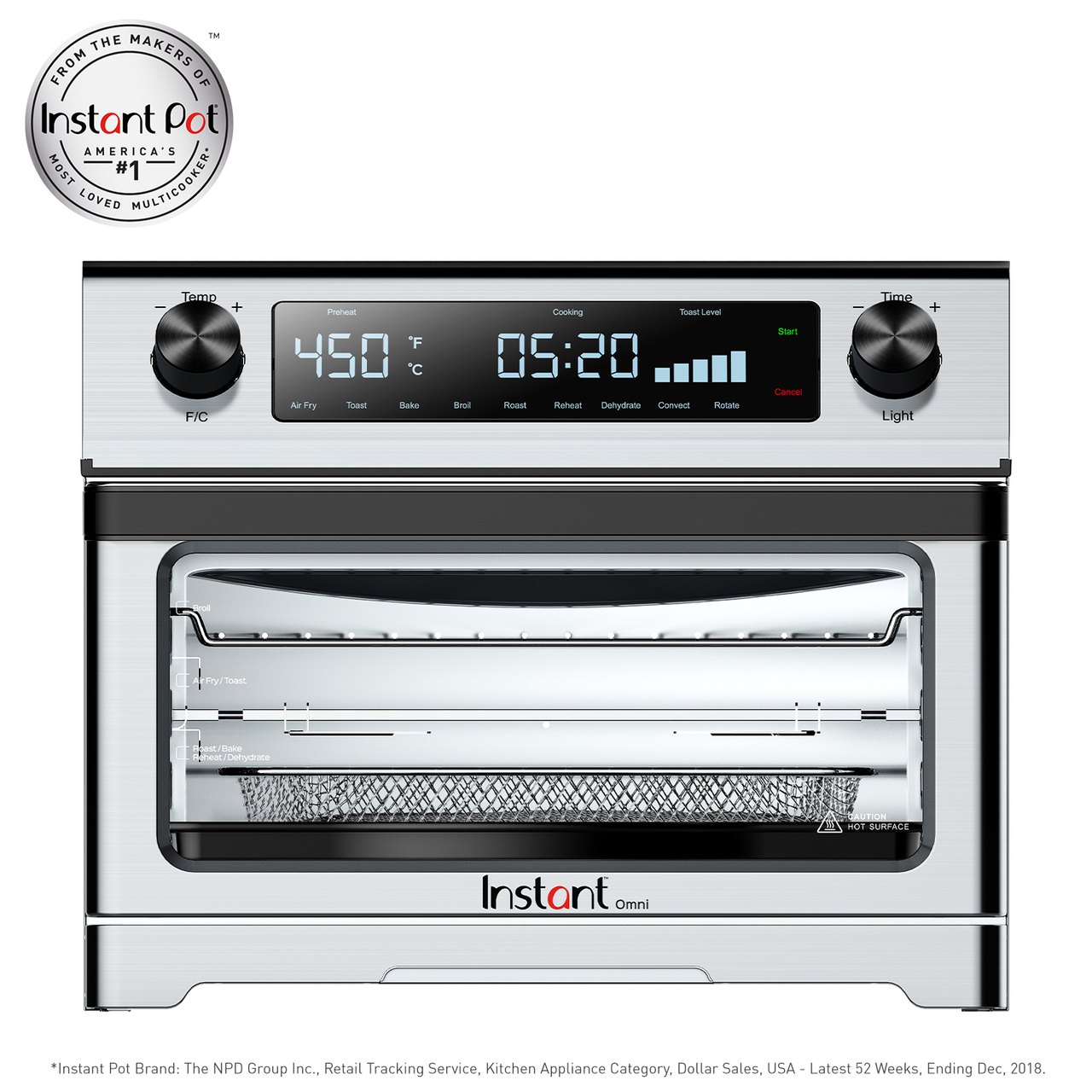 Instant Pot, Omni 9-In-1 Toaster Oven with Air Fry, Dehydrate, Toast, Roast, Bake, Broil, and Reheat
