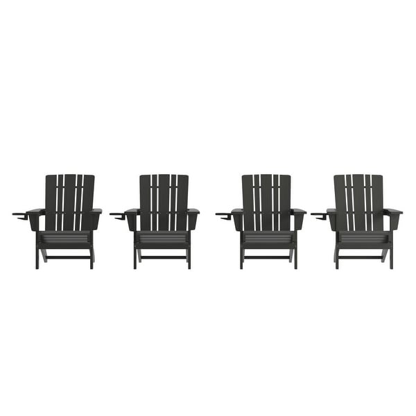 Set of 4 Commercial AllWeather Adirondack Chairs with Cupholders