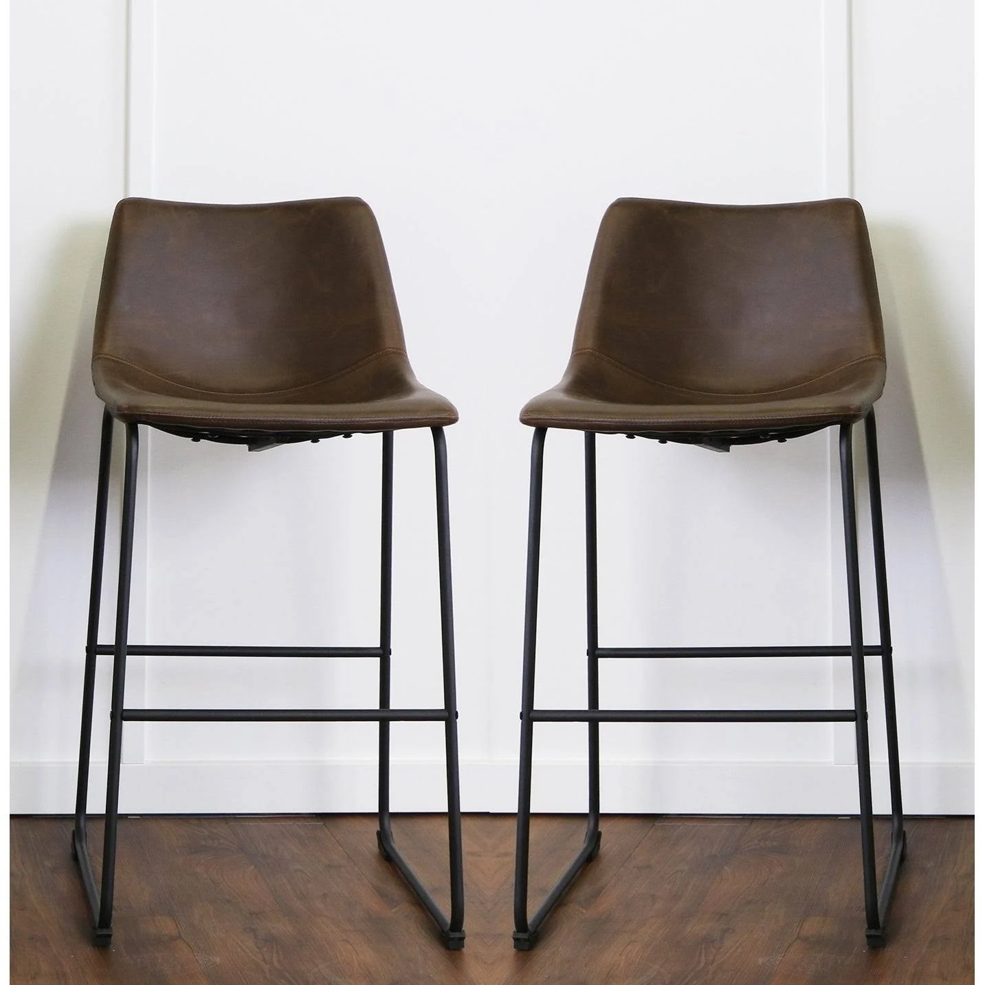 Carbon Loft Prusiner Faux Leather Bar Stool (Set of 2) Brown