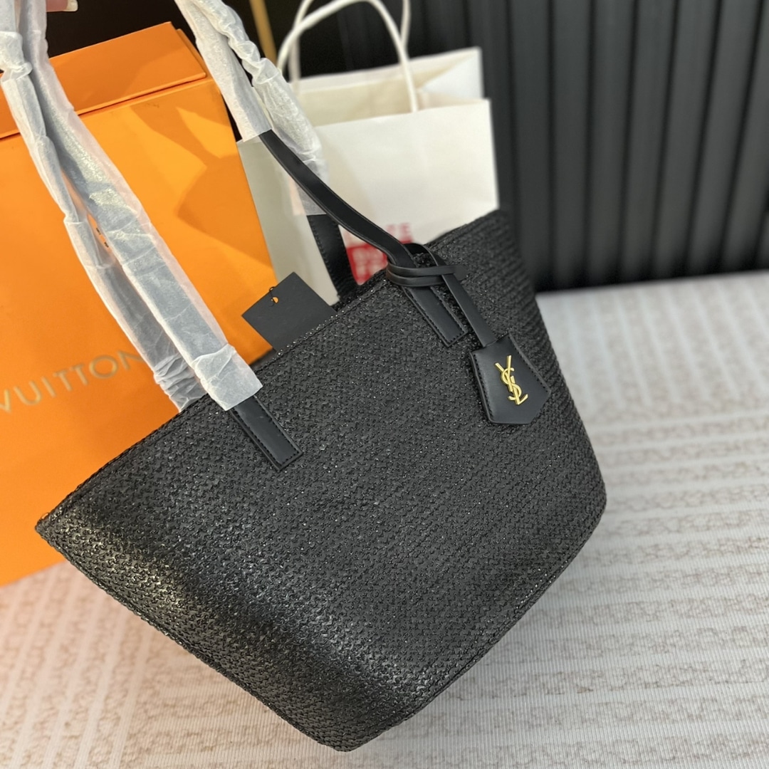 Saint Laurent Panier Lapia Logo Tote Bag Black 25Cm