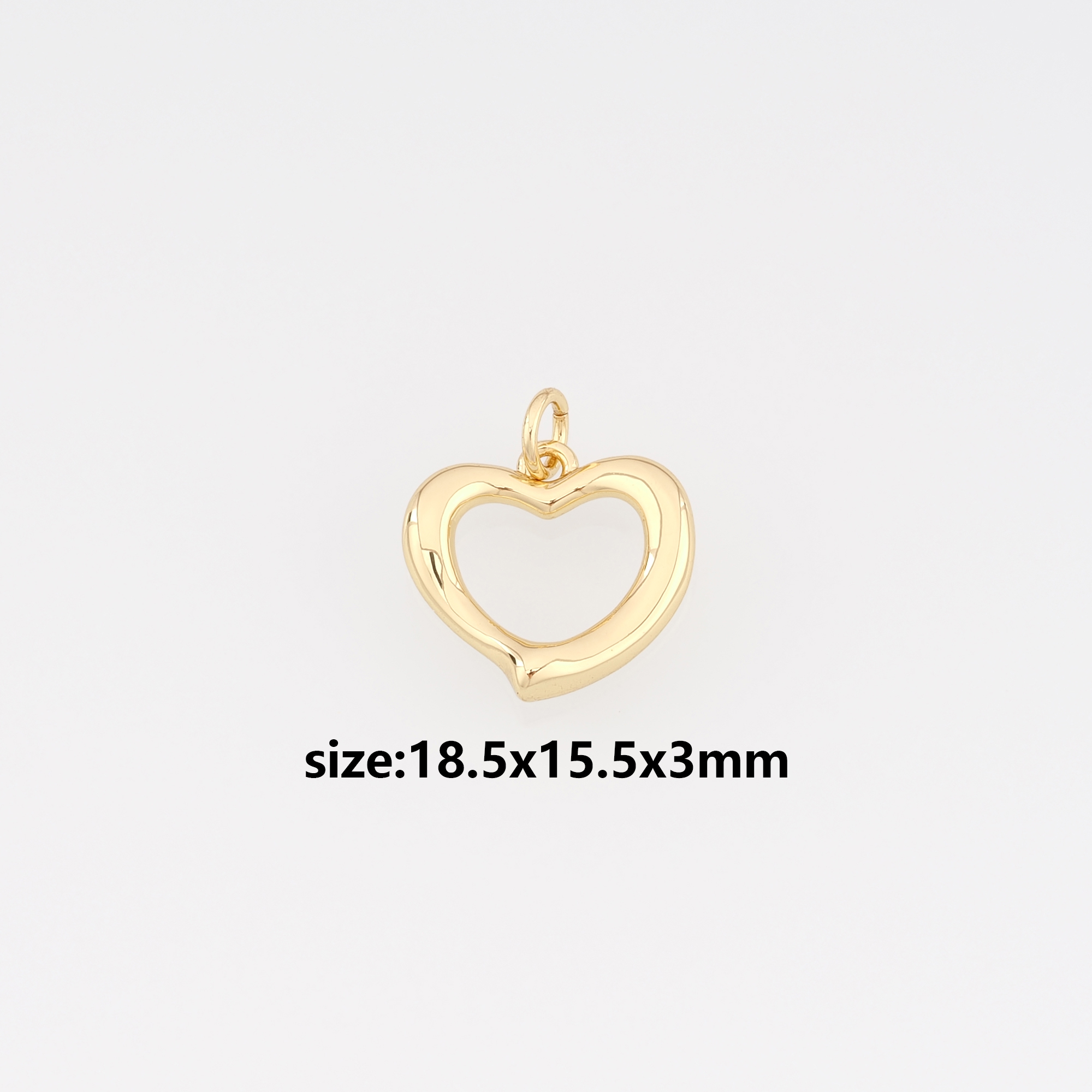 18K Gold Filled Heart Pendant,Gold Heart Charm Earrings Necklace for DIY Jewelry Making Supply