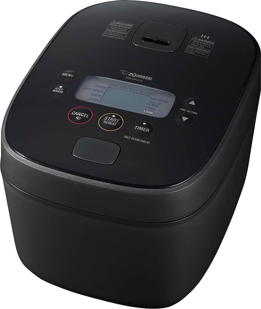 Induction Rice Cooker and Warmer, 5.5 Cup Capacity, Black, 9.25 x 12.25 x 7.88
