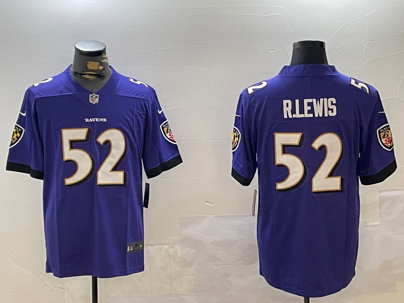 Men's Baltimore Ravens Ray Lewis #52 Purple Retired Player Game Jersey