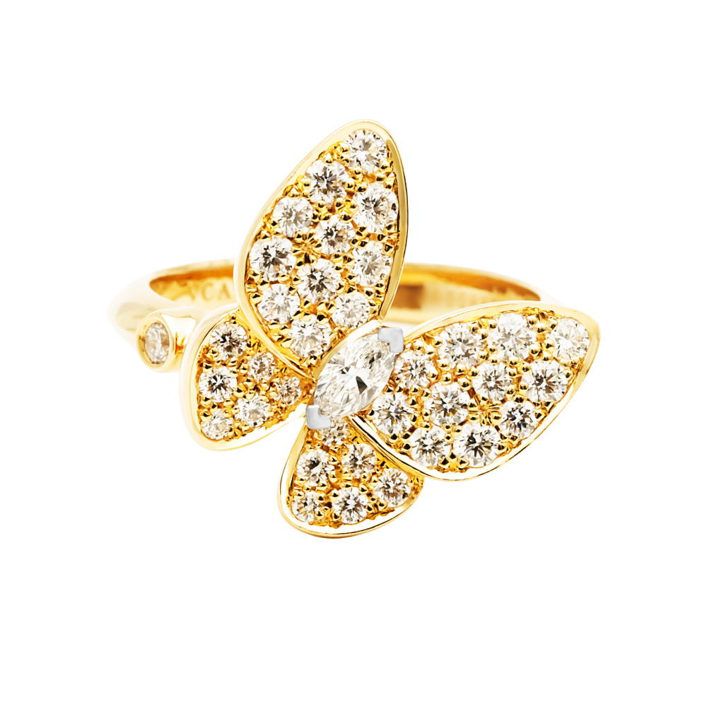 Van Cleef & Arpels Fauna de Papillon Ring 18K White Gold & 18K Yellow Gold Diamond VCARP3DQ00