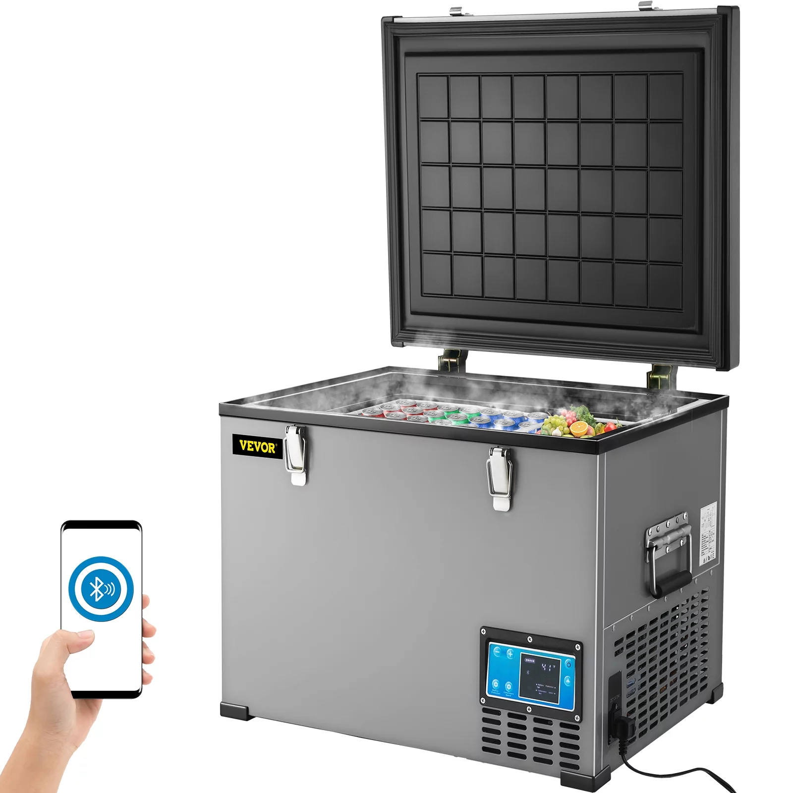 VEVOR Car Refrigerator, 48 Qt, 12v Portable Freezer with Single Zone, 12/24V DC & 110-240V AC Electric Compressor Cooler w/ -4℉-68℉ Cooling Range, for Car Truck Vehicle RV Boat Outdoor & Home use