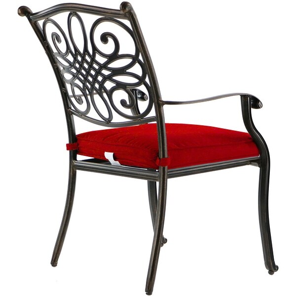 Cambridge Seasons 7Piece Dining Set in Red with 2 Swivel Rockers,4 Dining Chairs,and a 72In. x 38In. Casttop Table