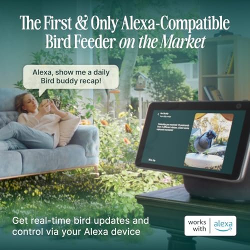 Solar Smart Bird Feeder with Camera – AI Bird Species Identification, 5MP Photos, 2K HD Video Live Stream Camera, Slow-Motion Video, 2.6in Focus – Blue Solar