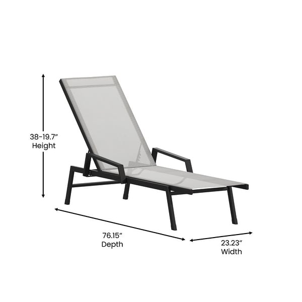 AllWeather Textilene Adjustable Chaise Lounge Chair with Arms
