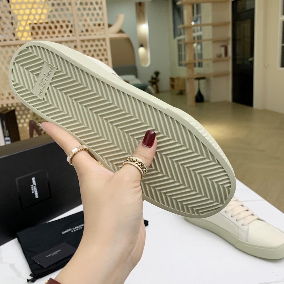 Saint Laurent Court Classic Embroidered Sneakers White 610648Gup109113