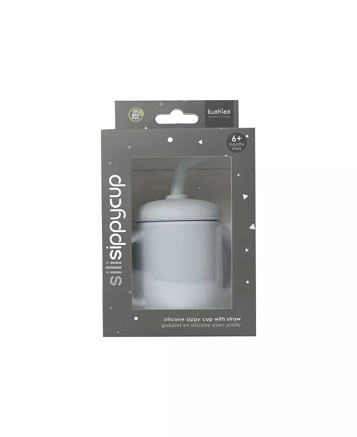 Kushies SiliSippy Baby Silicone Sippy Cup with Handles and Straw, Microwave safe