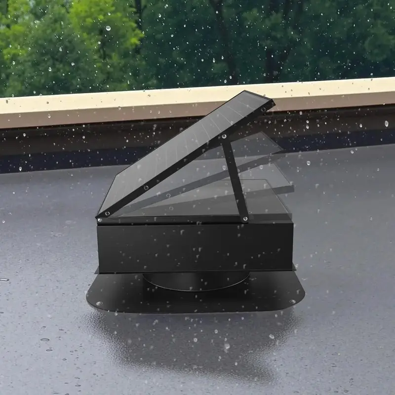Solar-Powered Roof Attic Exhaust Fan – 50W Intelligent Ventilation System with Thermostat, Remote, 3000 CFM Output, and Safety Auto-Shutoff
