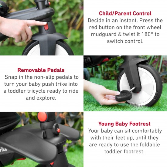 STR5, 7-in-1 Folding baby Stroller Tricycle, 9M+ – B&W