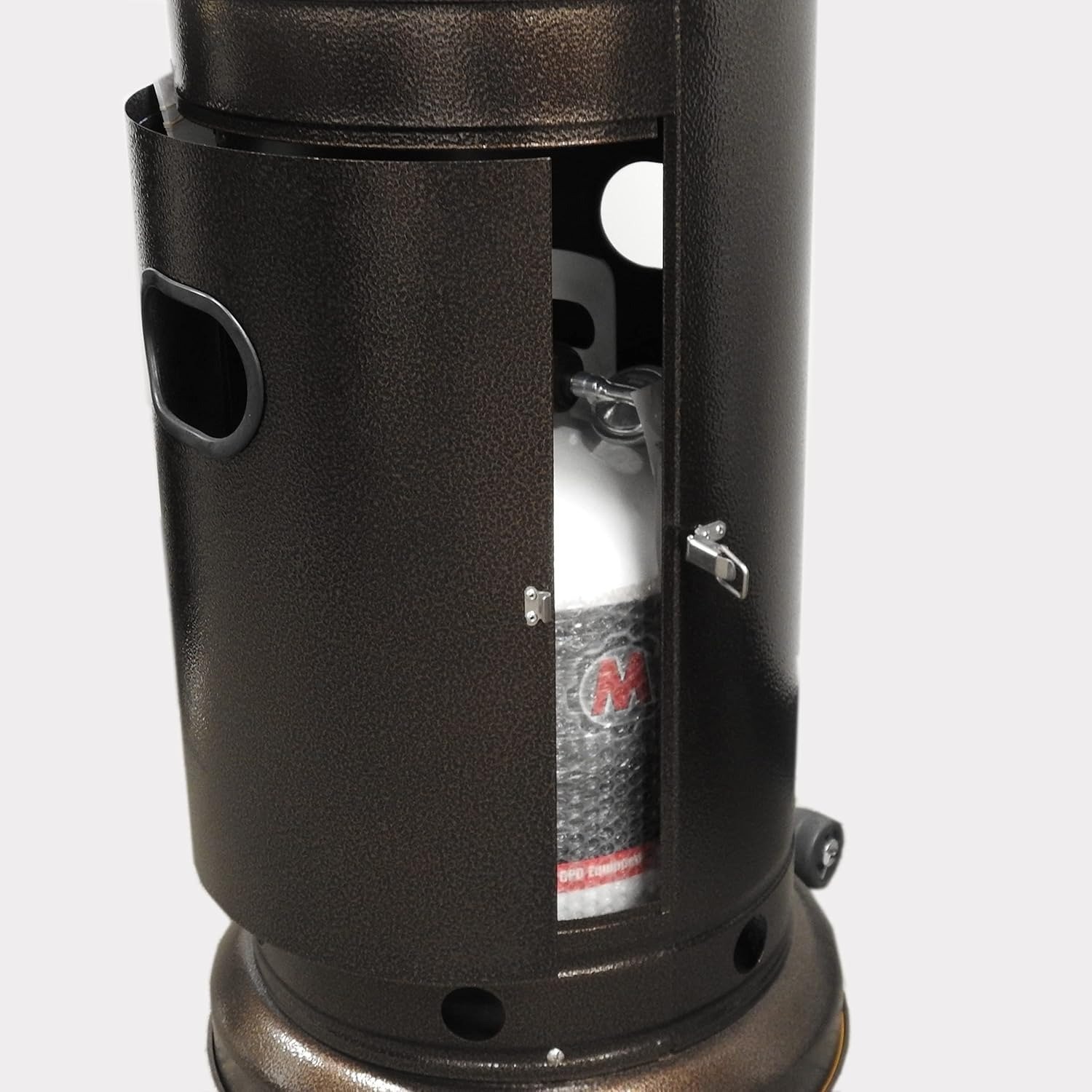 48000 BTU Outdoor Propane Patio Heater, Hammered Bronze Standalone Heater with Adjustable Table & Wheels