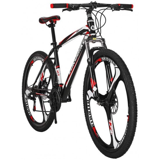 Mountain Bikes X1 21 Speed Dual Disc Brake 27.5 Inches 3 Spoke Wheels Bicycle BlackRed