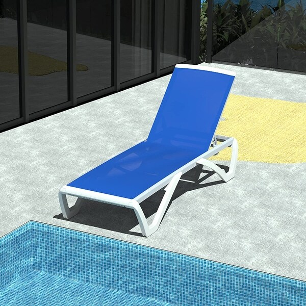 Domi Patio Chaise Lounge,AllWeather Adjustable Recliner with Wheels,Stackable