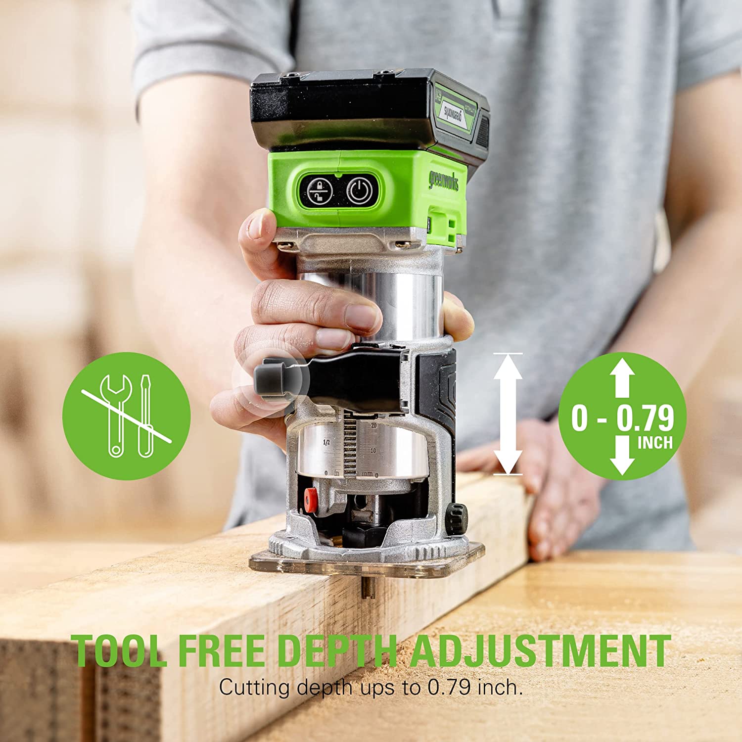 24V Brushless 30,000 RPM Compact Router with 2Ah Battery and Charger
