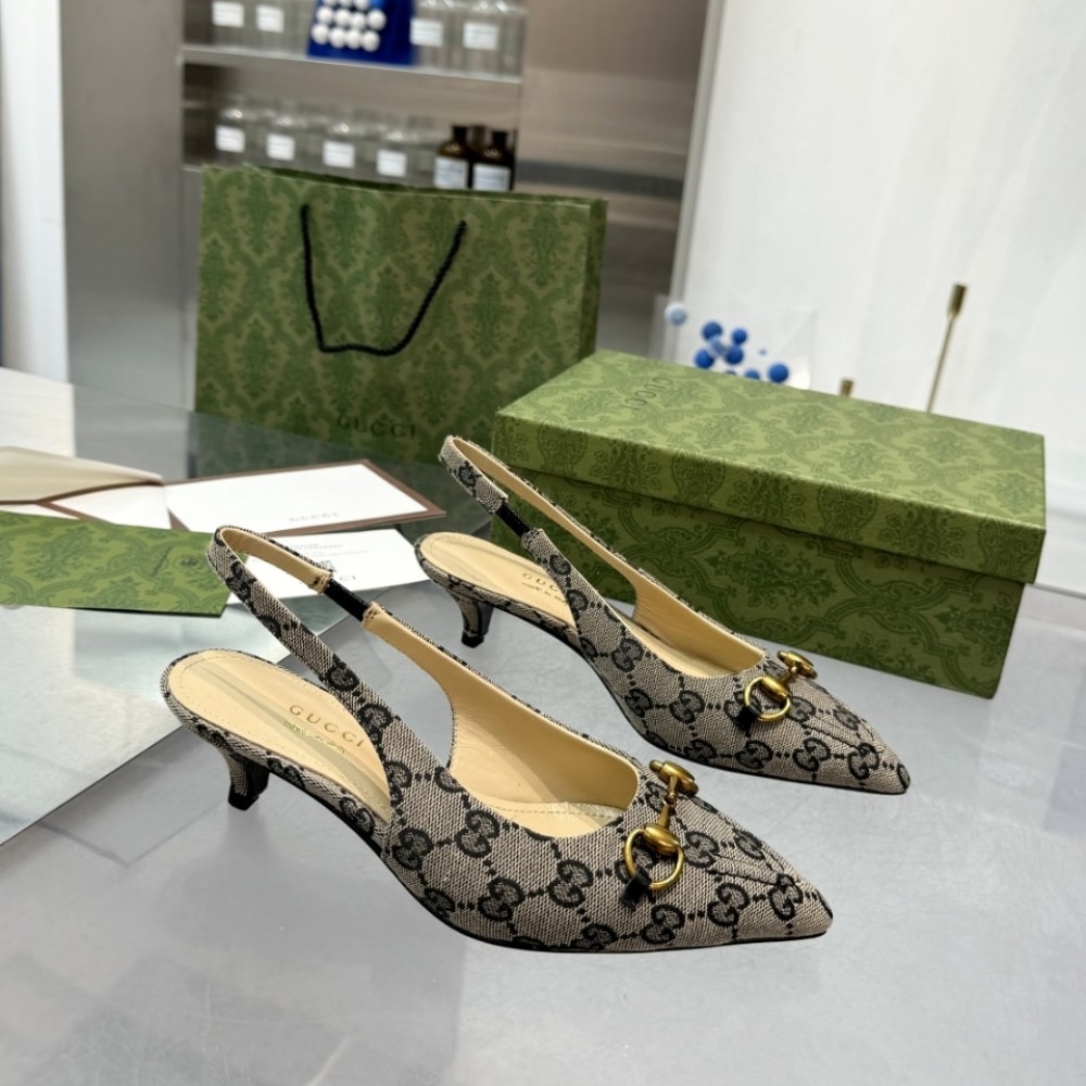 Gucci Women’S Horsebit Slingback Pump Beige And Blue 782627 2Hk80 4041