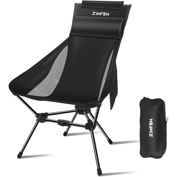 Portable Camping Chair with Headrest and Storage bag,Lightweight Foldable Chair