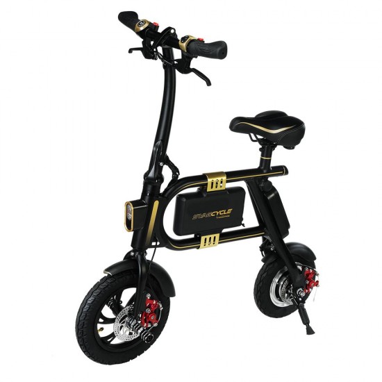 SwagCycle E-Bike Folding Electric Bicycle with 15 Mile Range, Collapsible Frame, and Handlebar Display (Black)