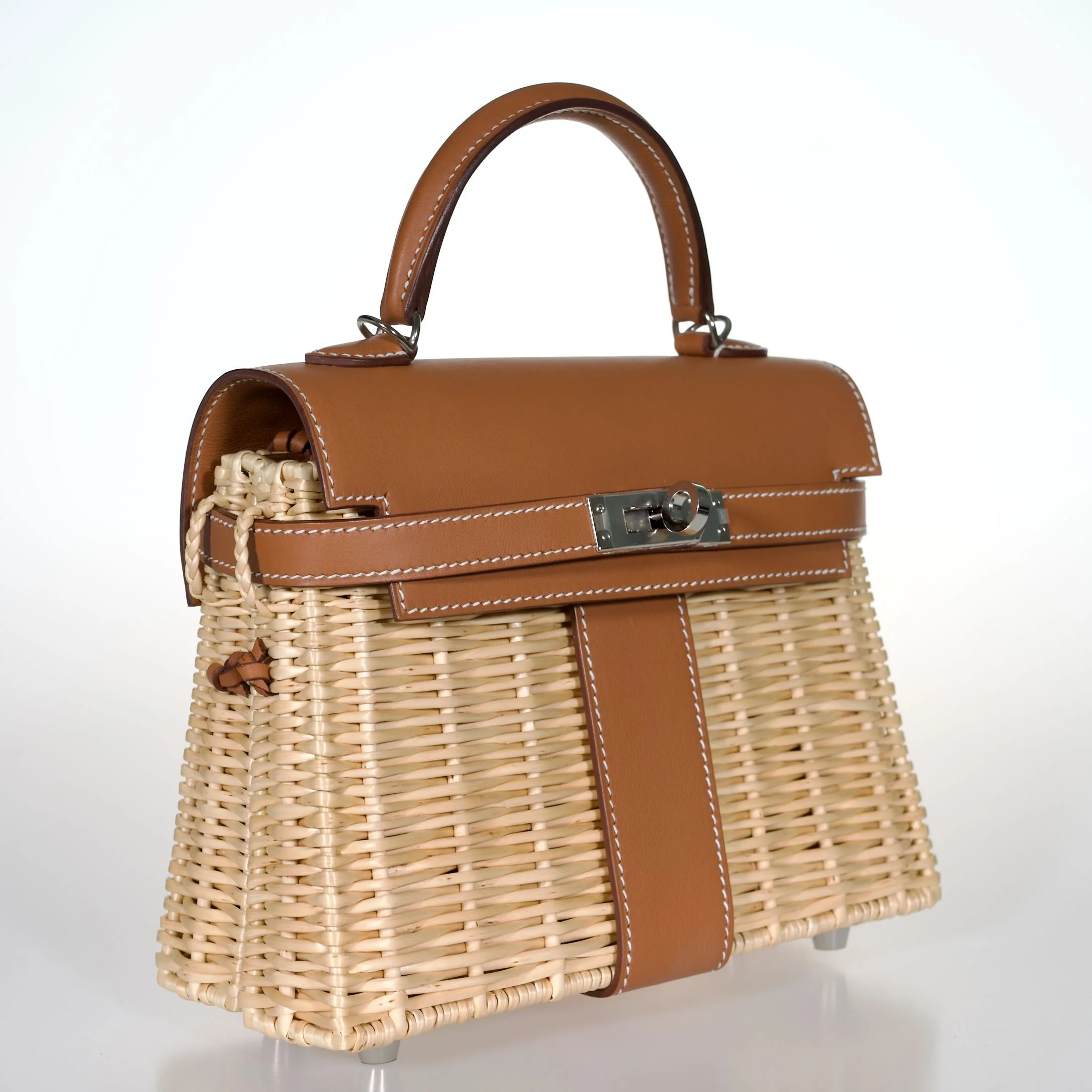 Hermès Mini Kelly Picnic Barenia / Osier Palladium Hardware