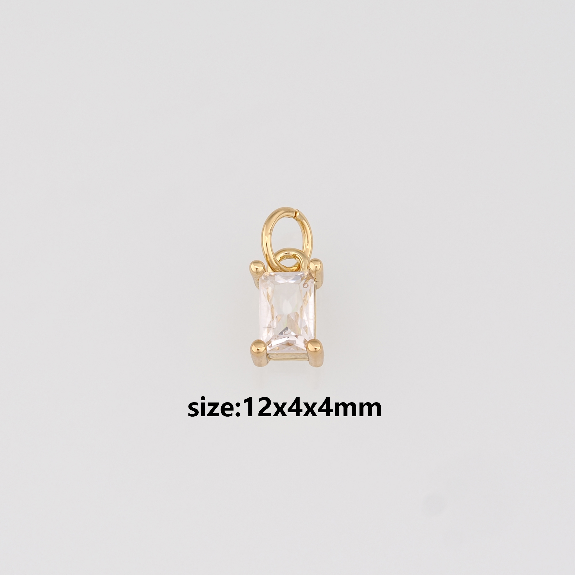 18K Gold Filled Rectangle Pendant,CZ Micro Pave Rectangle Charm Earrings Necklace for DIY Jewelry Making Supply