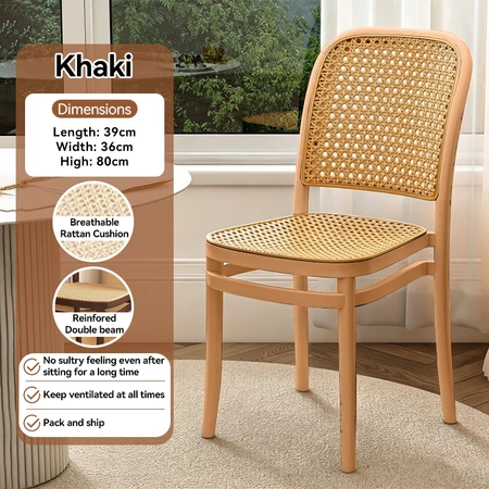 Nordic rattan plastic chair outdoor home stackable dining chair backrest chair