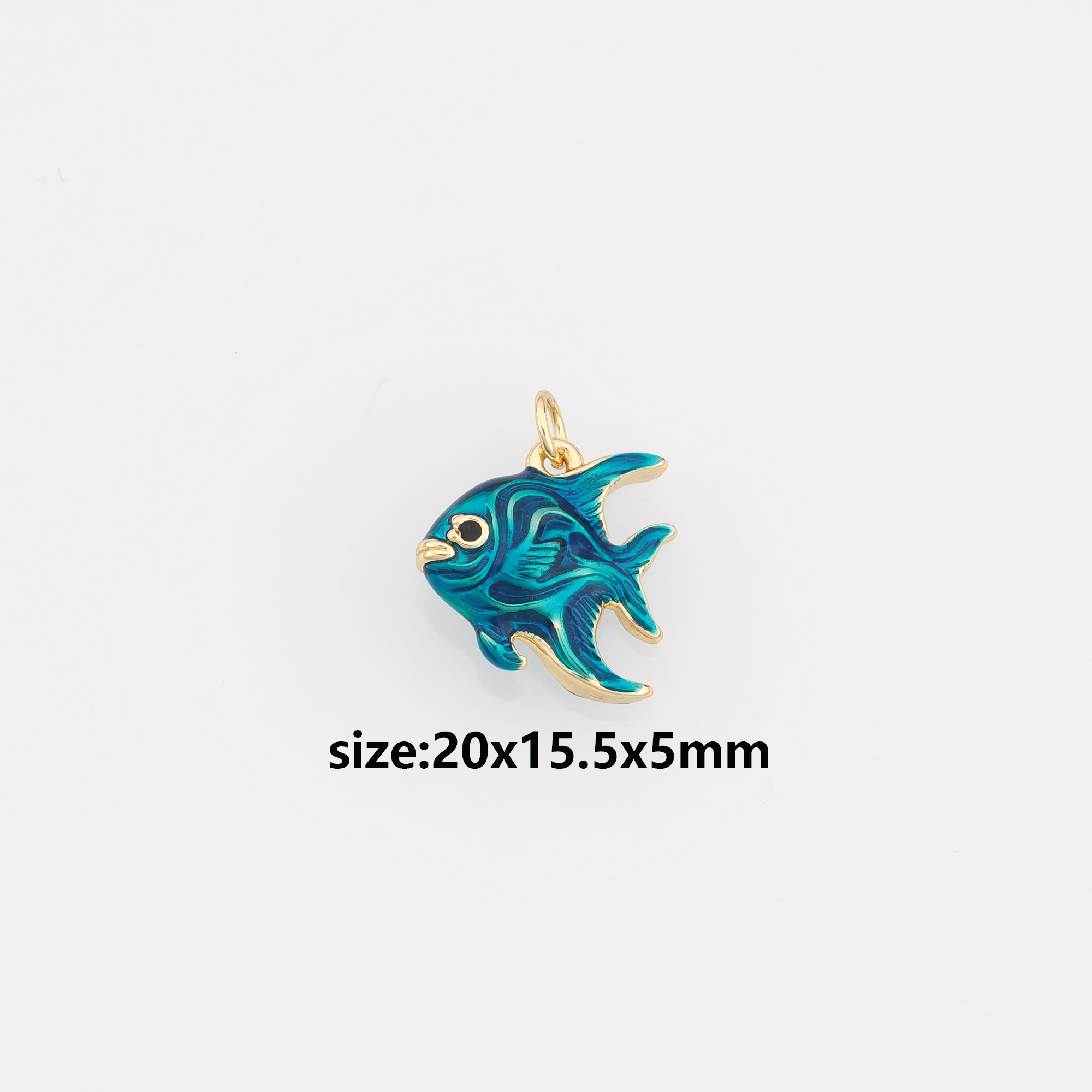 18K Gold Filled Fish Pendant,Enamel Ocean Charm Earrings Necklace for DIY Jewelry Making Supply