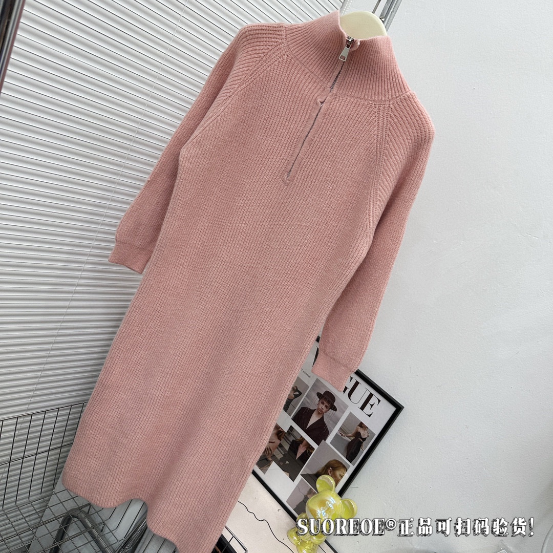 Ladies' Minimalist zipper woolen dress - cnluxepick