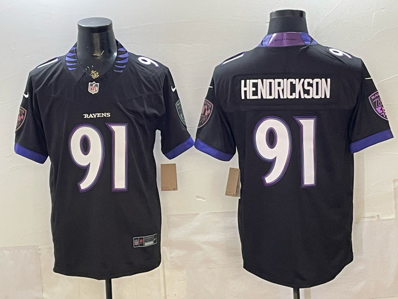 Men's Baltimore Ravens Trey Hendrickson #91 Black Vapor F.U.S.E. Stitched Limited Jersey