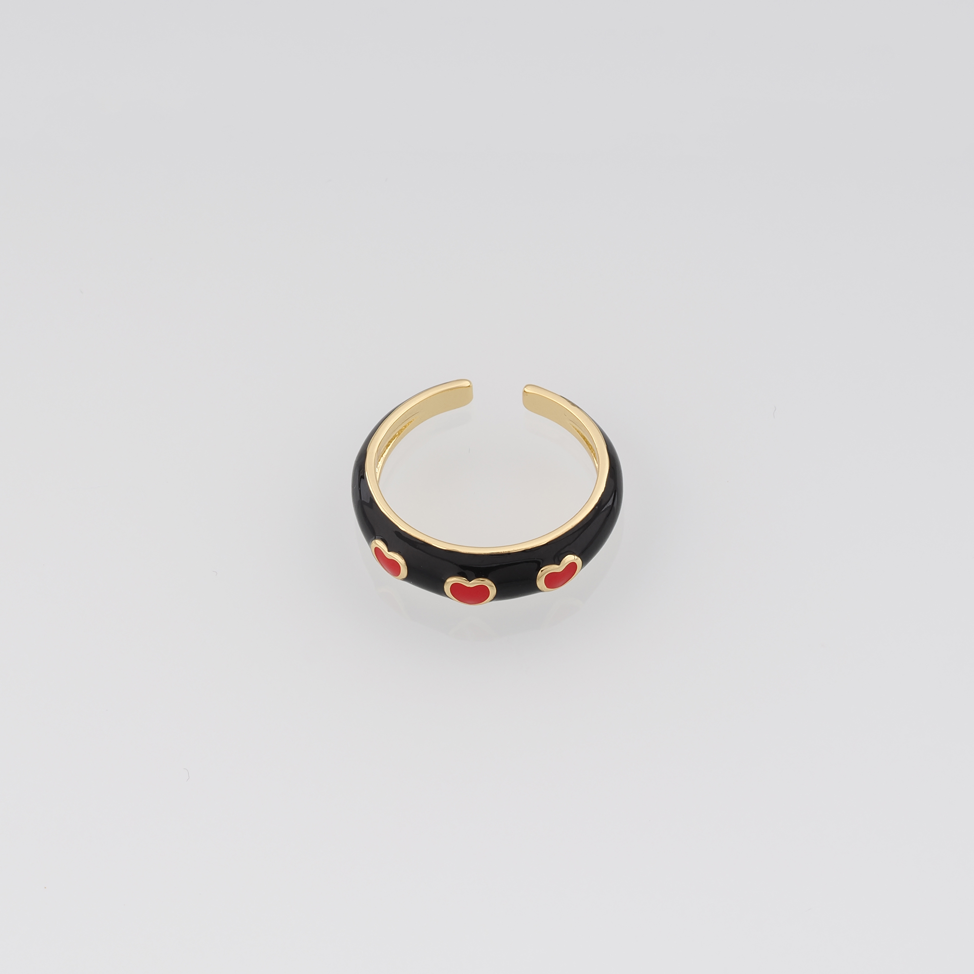 18K Gold Filled Heart Rings,Enamel Heart Rings,Adjustable Ring,Minimalist Ring,Open Ring