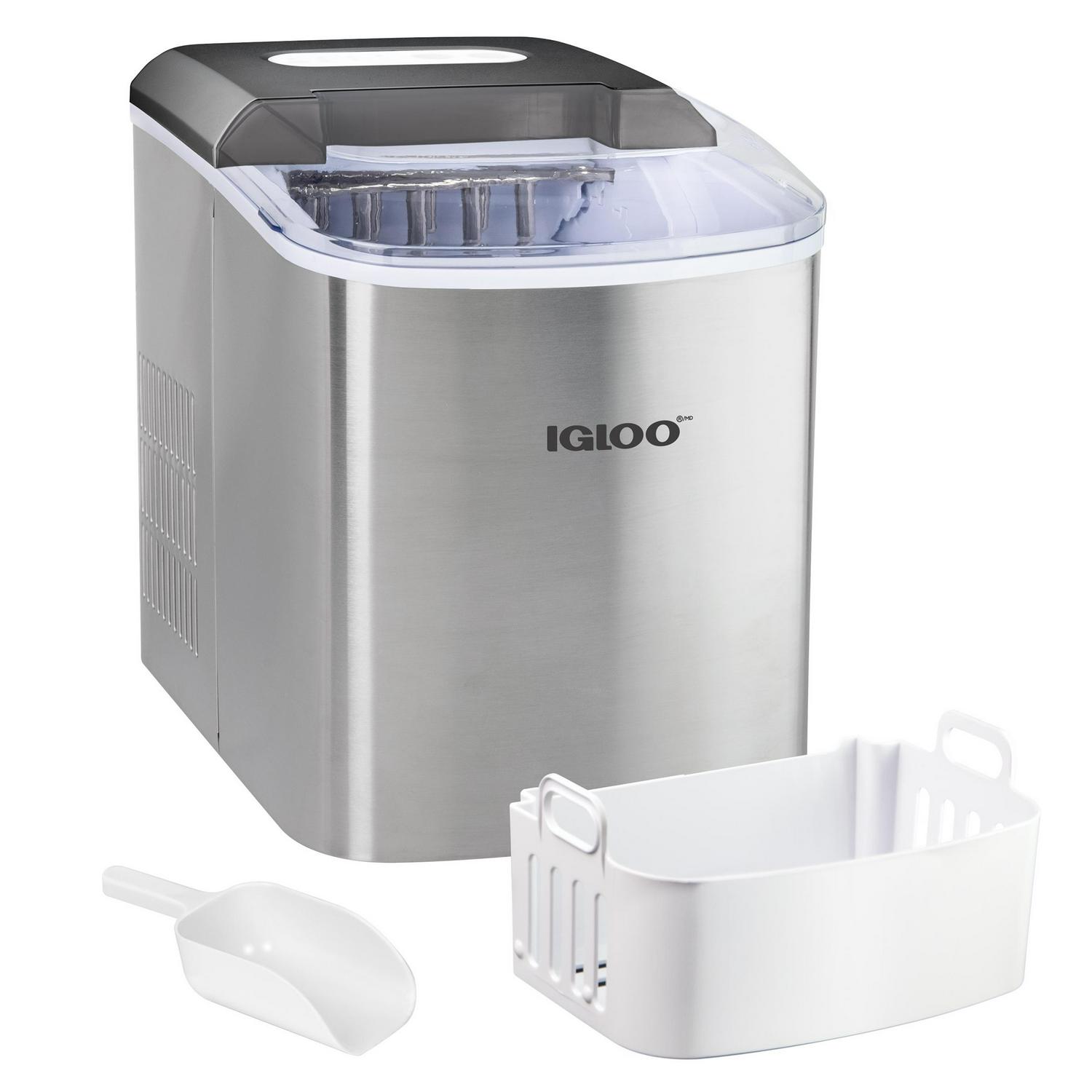 Igloo IGLICEB26SS 26-Pound Automatic Portable Countertop Ice Maker Machine  Stainless Steel