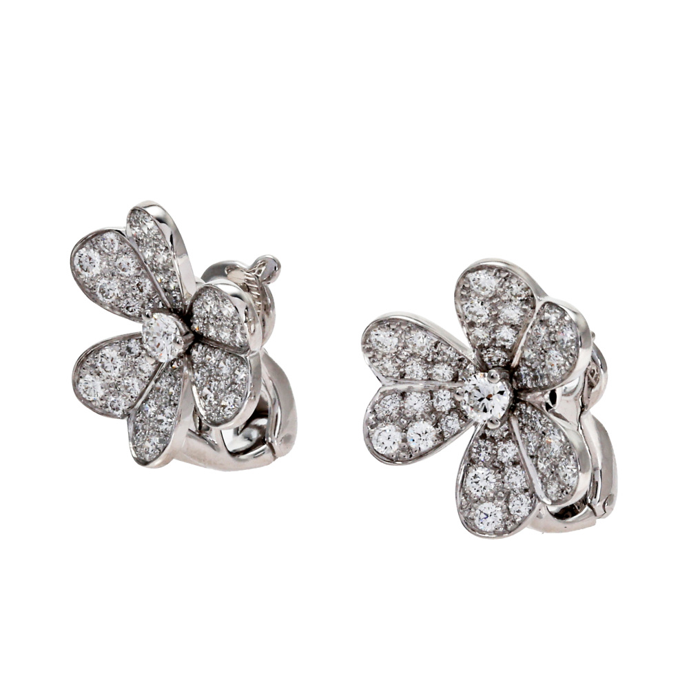 Van Cleef & Arpels Frivole Earrings 18K White Gold Diamond VCARB65800