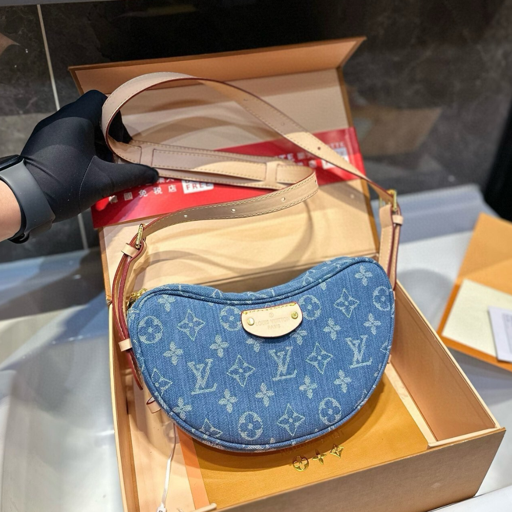 Louis Vuitton Croissant MM Denim Blue 9.8 Inches
